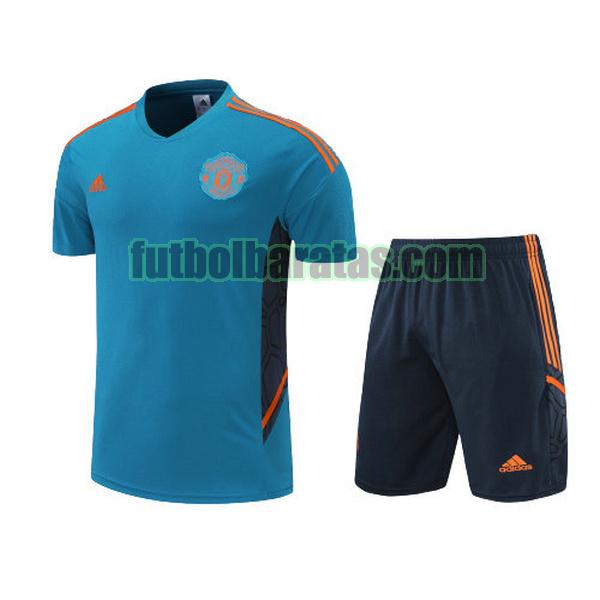 camiseta manchester united 2022 2023 azul training conjunto