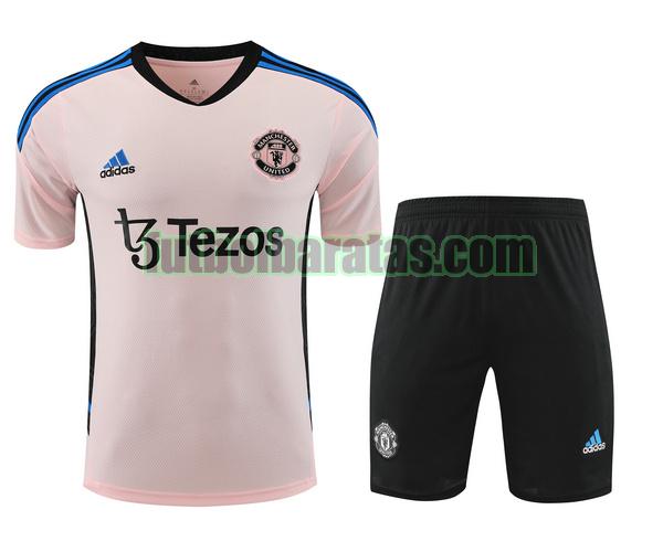 camiseta manchester united 2023 2024 rosa training conjunto