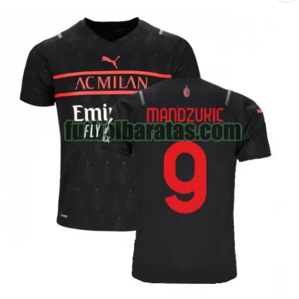 camiseta mandzukic 9 ac milan 2021 2022 negro tercera