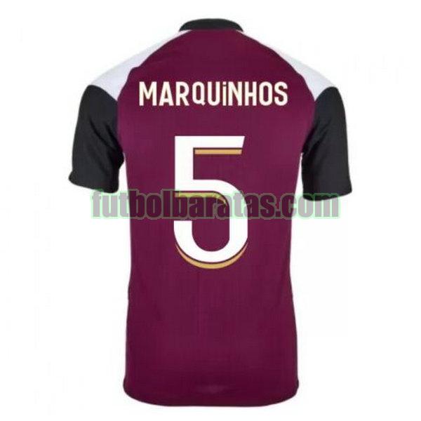 camiseta marquinhos 5 paris saint germain 2020-2021 púrpura tercera