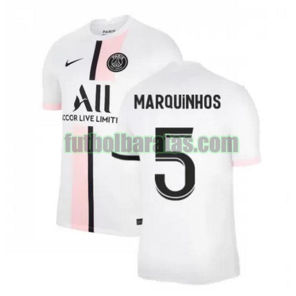 camiseta marquinhos 5 paris saint germain 2021 2022 blanco segunda