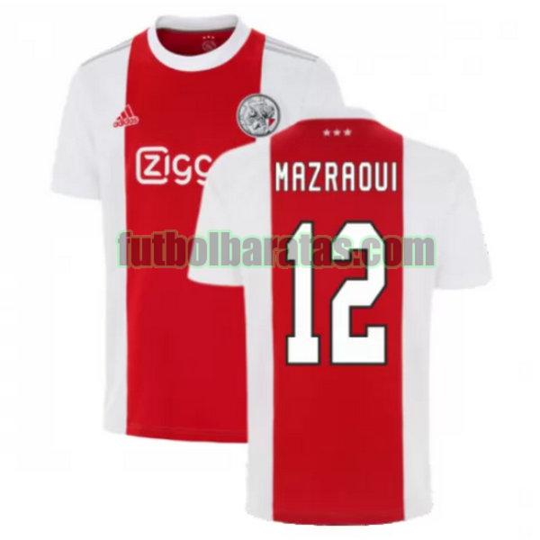 camiseta mazraoui 12 ajax 2021 2022 rojo blanco primera