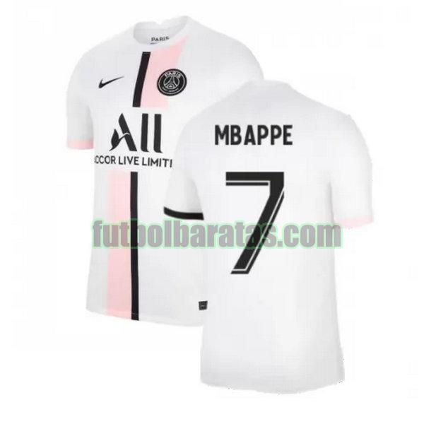 camiseta mbappe 7 paris saint germain 2021 2022 blanco segunda