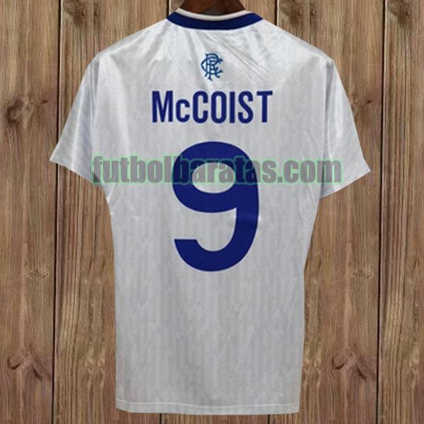 camiseta mccoist 9 glasgow rangers 1990-1992 blanco segunda