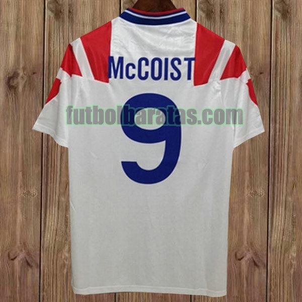 camiseta mccoist 9 glasgow rangers 1992-1993 blanco segunda