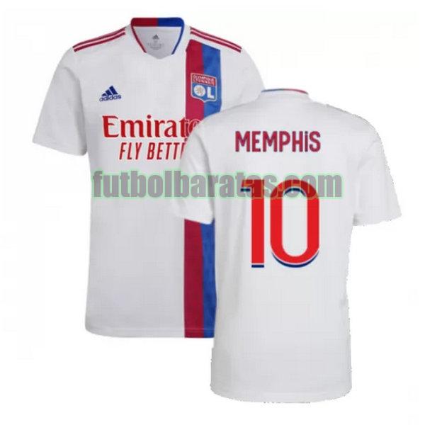 camiseta memphis 10 lyon 2021 2022 blanco primera