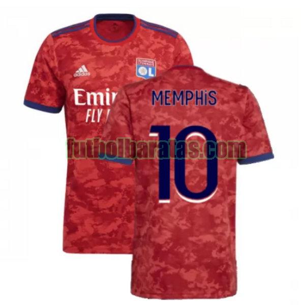 camiseta memphis 10 lyon 2021 2022 rojo segunda