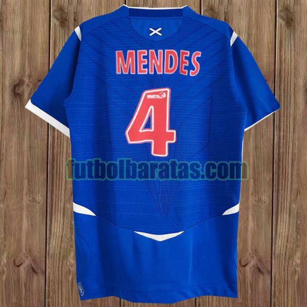camiseta mendes 4 glasgow rangers 2008-2009 azul primera