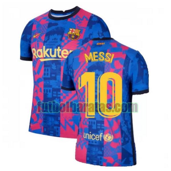 camiseta messi 10 barcelona 2021 2022 azul rojo tercera