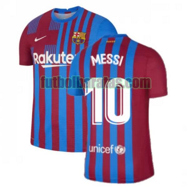 camiseta messi 10 barcelona 2021 2022 rojo blanco primera