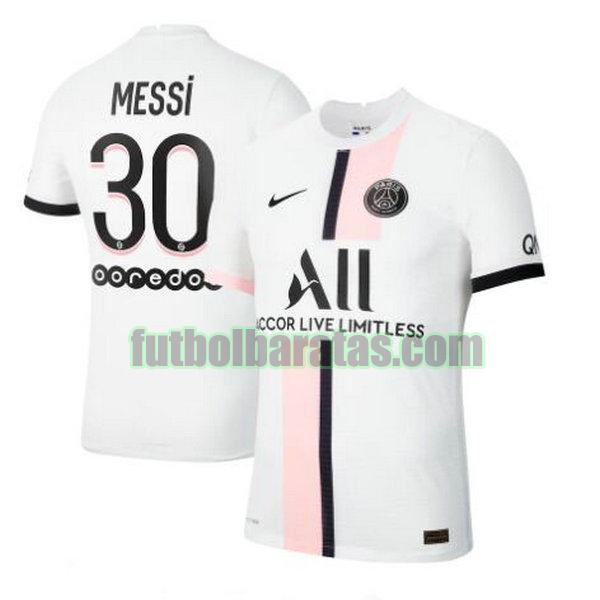 camiseta messi 30 paris saint germain 2021 2022 blanco segunda