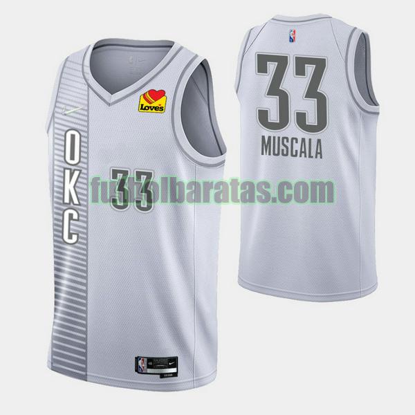 camiseta mike muscala 3 oklahoma city thunder gris hombre