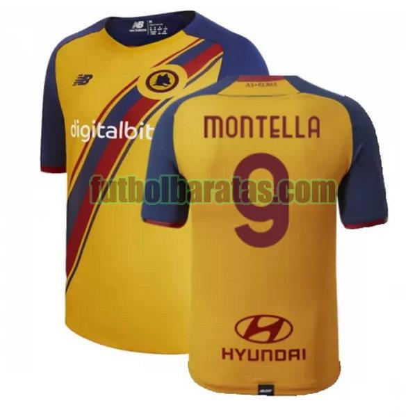 camiseta montella 9 roma 2021 2022 amarillo fourth