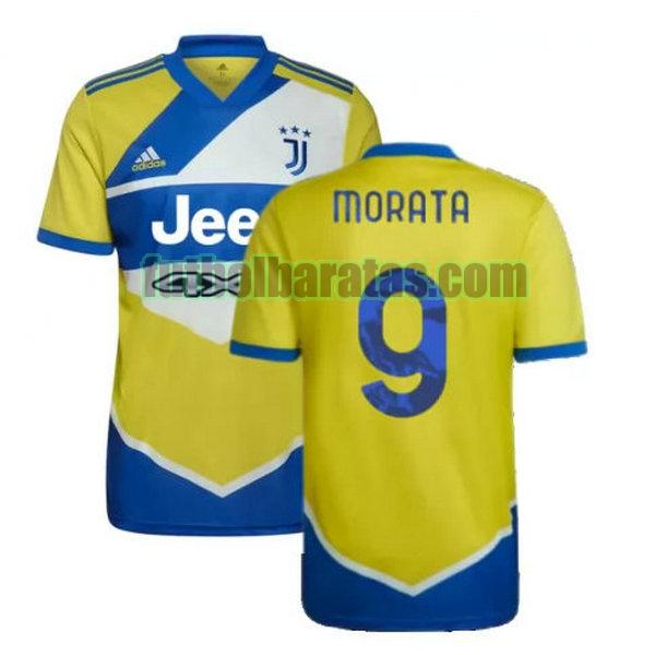 camiseta morata 9 juventus 2021 2022 amarillo azul tercera