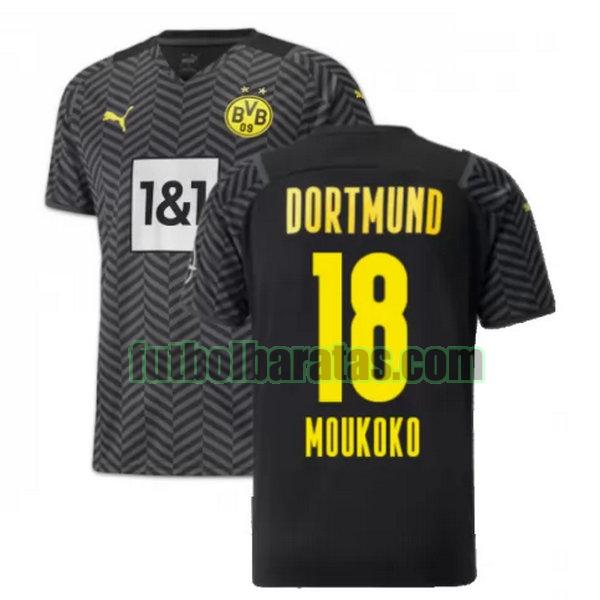 camiseta moukoko 18 borussia dortmund 2021 2022 negro segunda