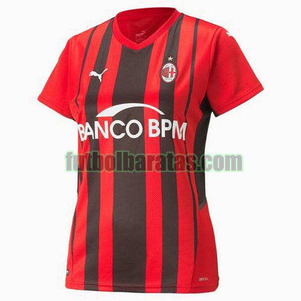 camiseta mujer ac milan 2021 2022 rojo primera