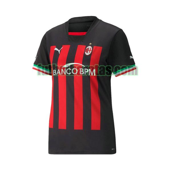 camiseta mujer ac milan 2022 2023 rojo azul primera