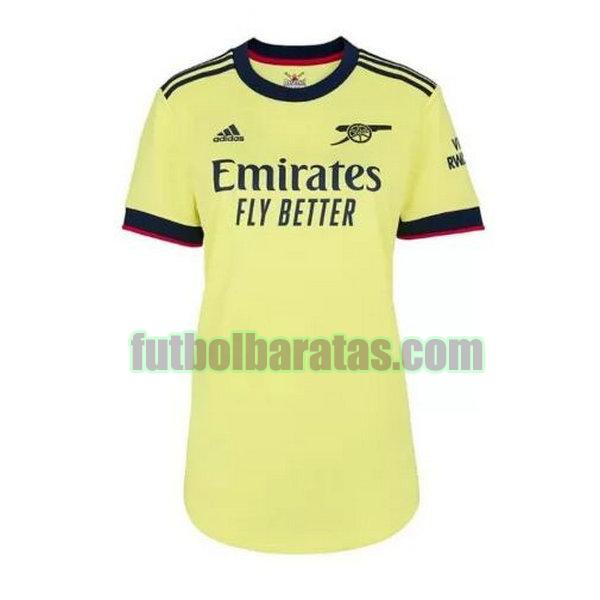 camiseta mujer arsenal 2021 2022 amarillo segunda