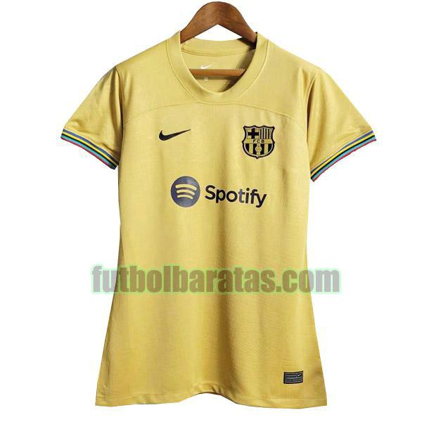 camiseta mujer barcelona 2022 2023 amarillo segunda