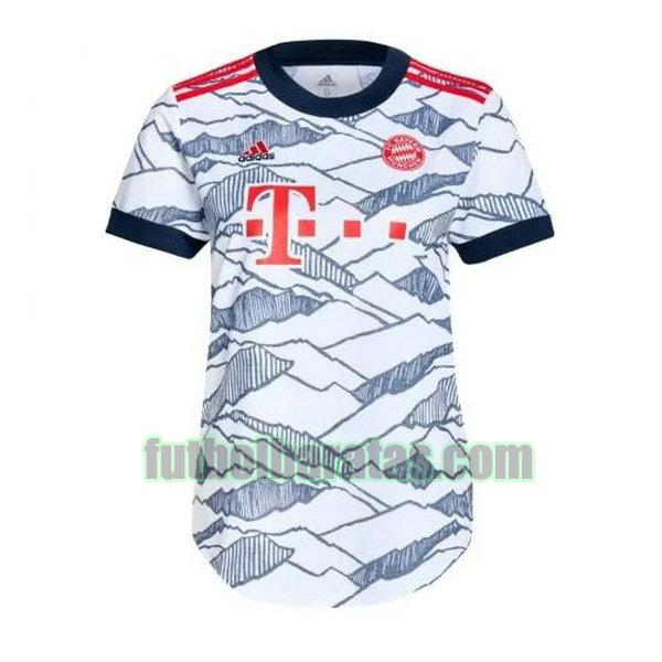 camiseta mujer bayern munich 2021 2022 blanco gris tercera