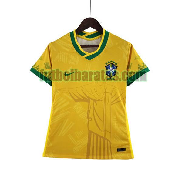 camiseta mujer brasil 2022 amarillo classic
