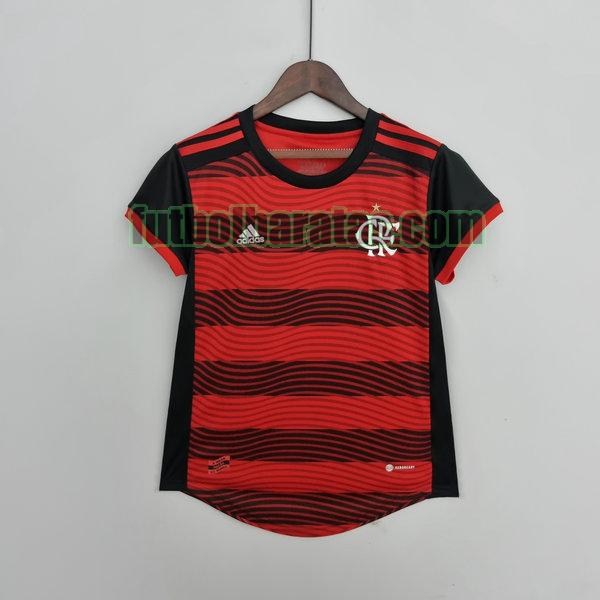 camiseta mujer flamengo 2022 2023 rojo negro primera