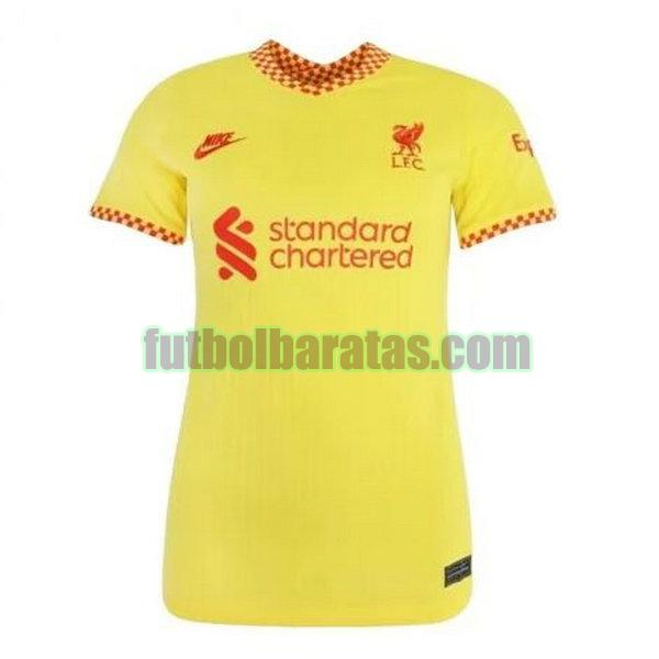 camiseta mujer liverpool 2021 2022 amarillo tercera
