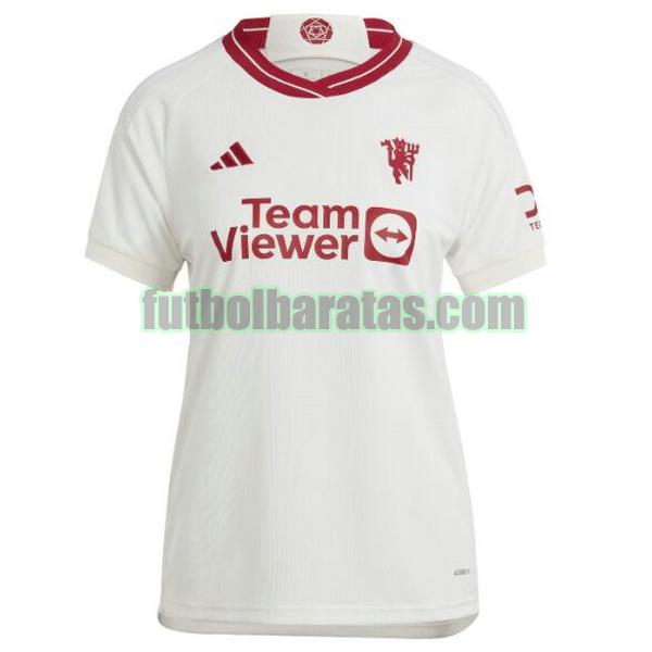 camiseta mujer manchester united 2023 2024 blanco tercera