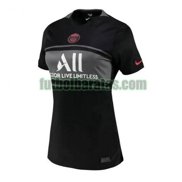 camiseta mujer paris saint germain 2021 2022 negro tercera