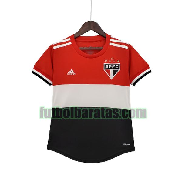 camiseta mujer sao paulo 2021 2022 rojo blanco negro tercera