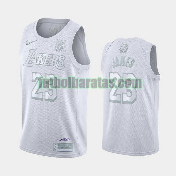 camiseta mvp 2019 lebron james 23 los angeles lakers blanco hombro