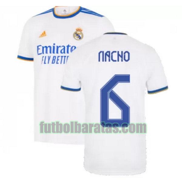 camiseta nacho 6 real madrid 2021 2022 blanco primera