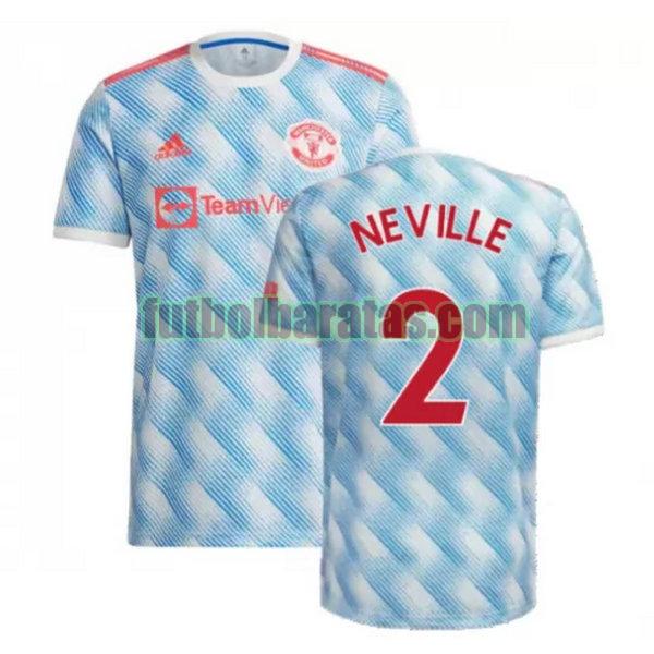 camiseta neville 2 manchester united 2021 2022 azul segunda