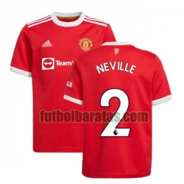 camiseta neville 2 manchester united 2021 2022 rojo primera