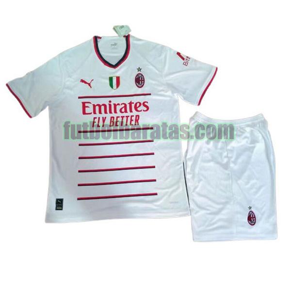 camiseta niño ac milan 2022 2023 blanco segunda