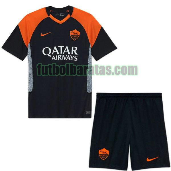 camiseta niño as roma 2020-2021 negro tercera