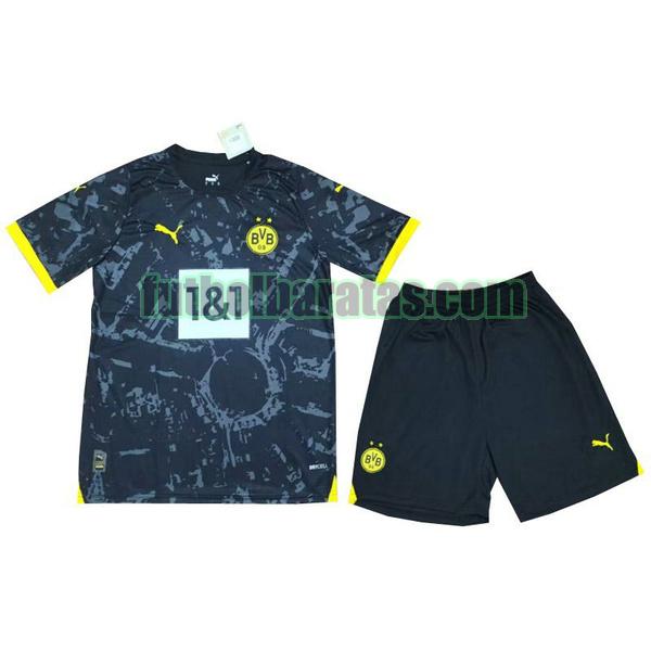 camiseta niño borussia dortmund 2023 2024 negro segunda