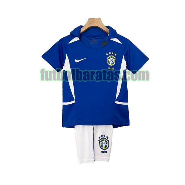 camiseta niño brasil 2002 azul segunda
