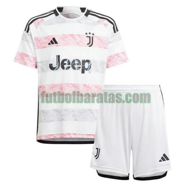 camiseta niño juventus 2023 2024 blanco rosa segunda