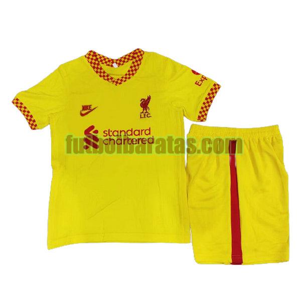 camiseta niño liverpool 2021 2022 amarillo tercera