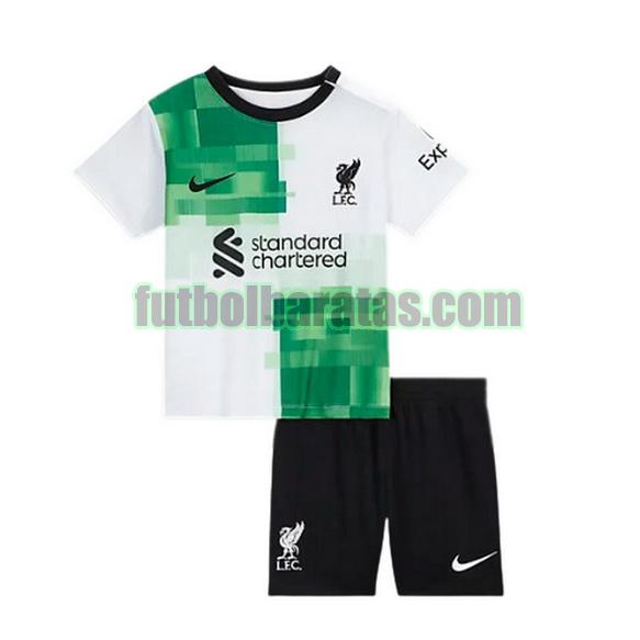 camiseta niño liverpool 2023 2024 blanco verde segunda