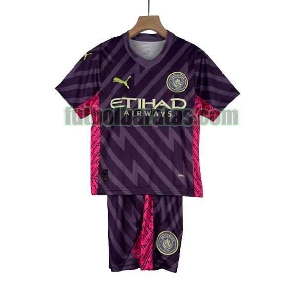 camiseta niño manchester city 2023 2024 blanco portero