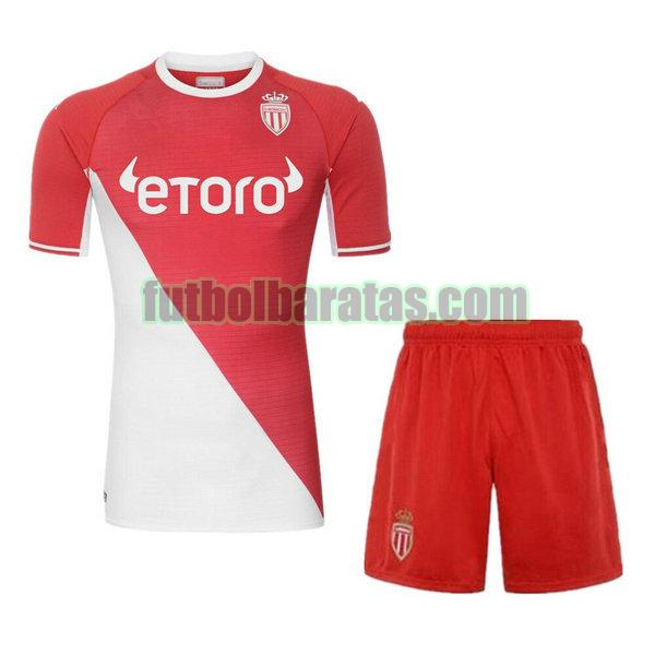 camiseta niño monaco 2021 2022 rojo blanco primera