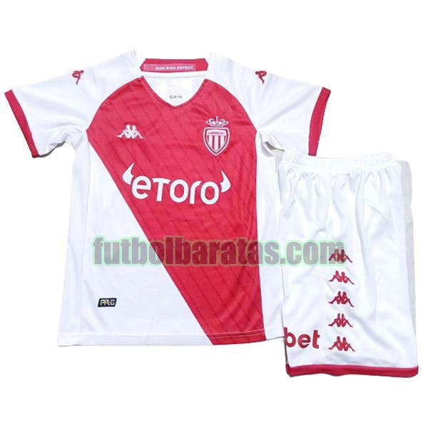 camiseta niño monaco 2023 2024 rojo blanco primera