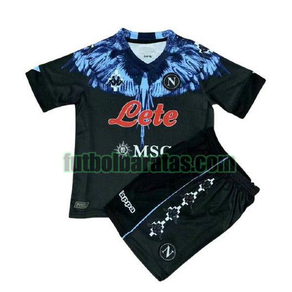 camiseta niño nápoles 2021 2022 azul negro kappa×marcelo