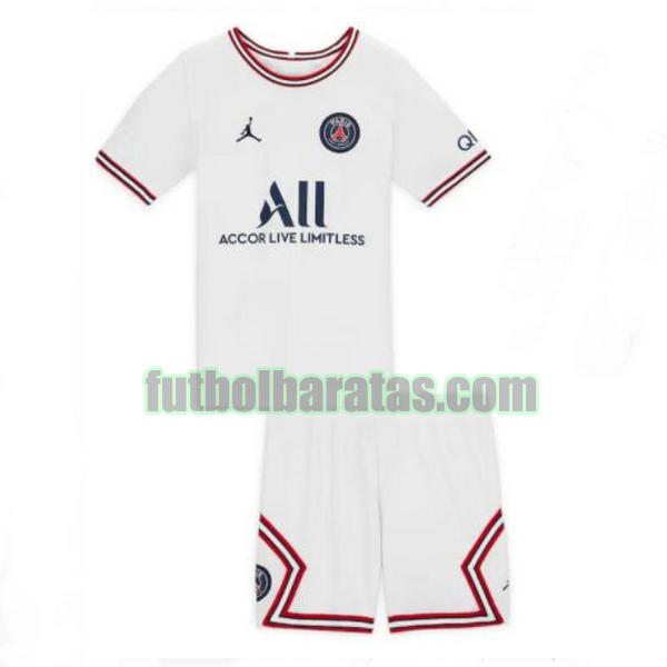 camiseta niño paris saint germain 2021 2022 blanco fourth