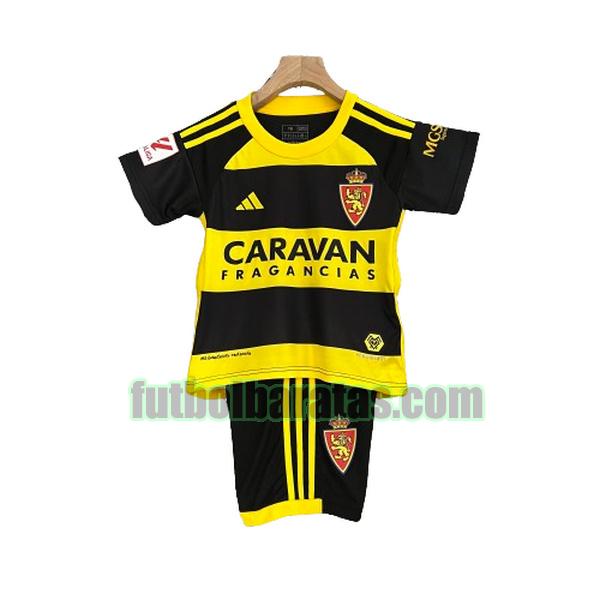 camiseta niño real zaragoza 2023 2024 negro amarillo segunda