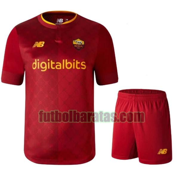 camiseta niño roma 2022 2023 rojo primera