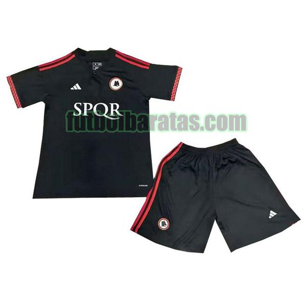 camiseta niño roma 2023 2024 negro tercera