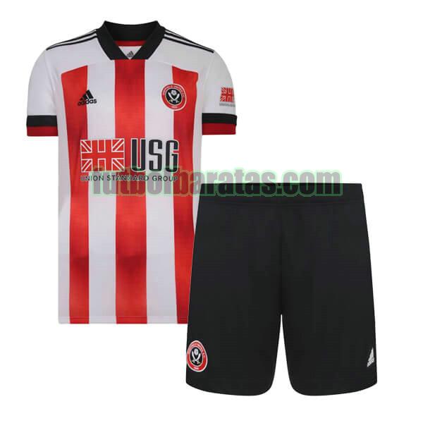 camiseta niño sheffield united 2020-2021 rojo blanco primera